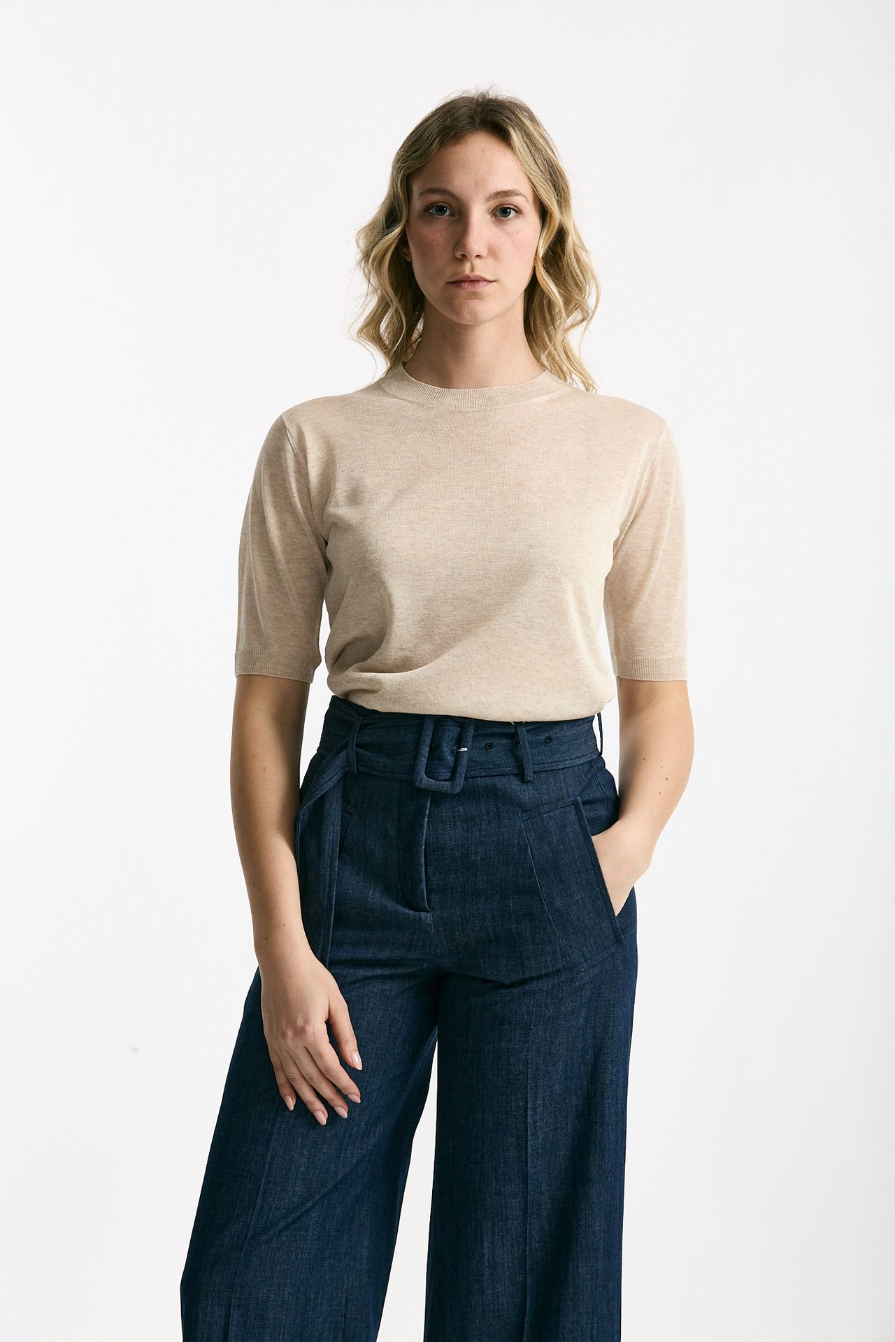 Maglia in viscosa beige filo lurex women Zanone - 1