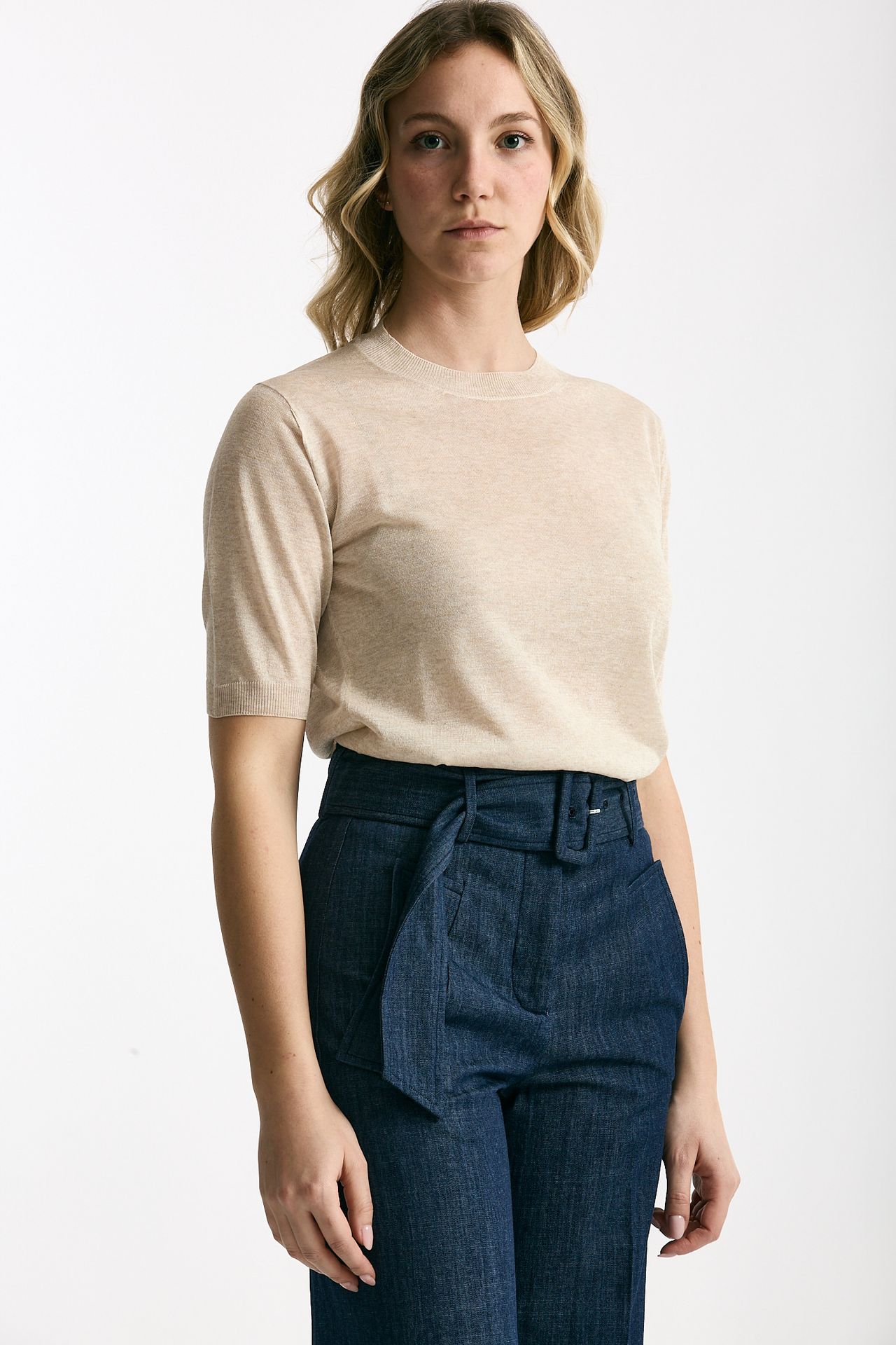 Maglia in viscosa beige filo lurex women Zanone - 4
