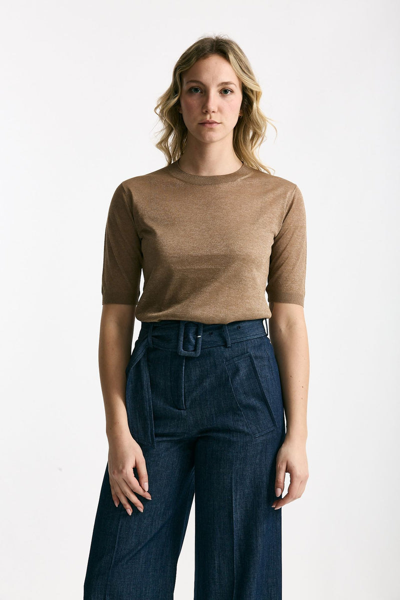 Maglia in viscosa cammello filo lurex women Zanone - 1