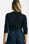 Maglia scollo a V in lino e cotone blu women Zanone - 3
