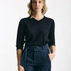 Maglia scollo a V in lino e cotone blu women Zanone - 5