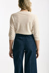 Maglia scollo a V in lino e cotone panna women Zanone - 3