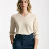 Maglia scollo a V in lino e cotone panna women Zanone - 6