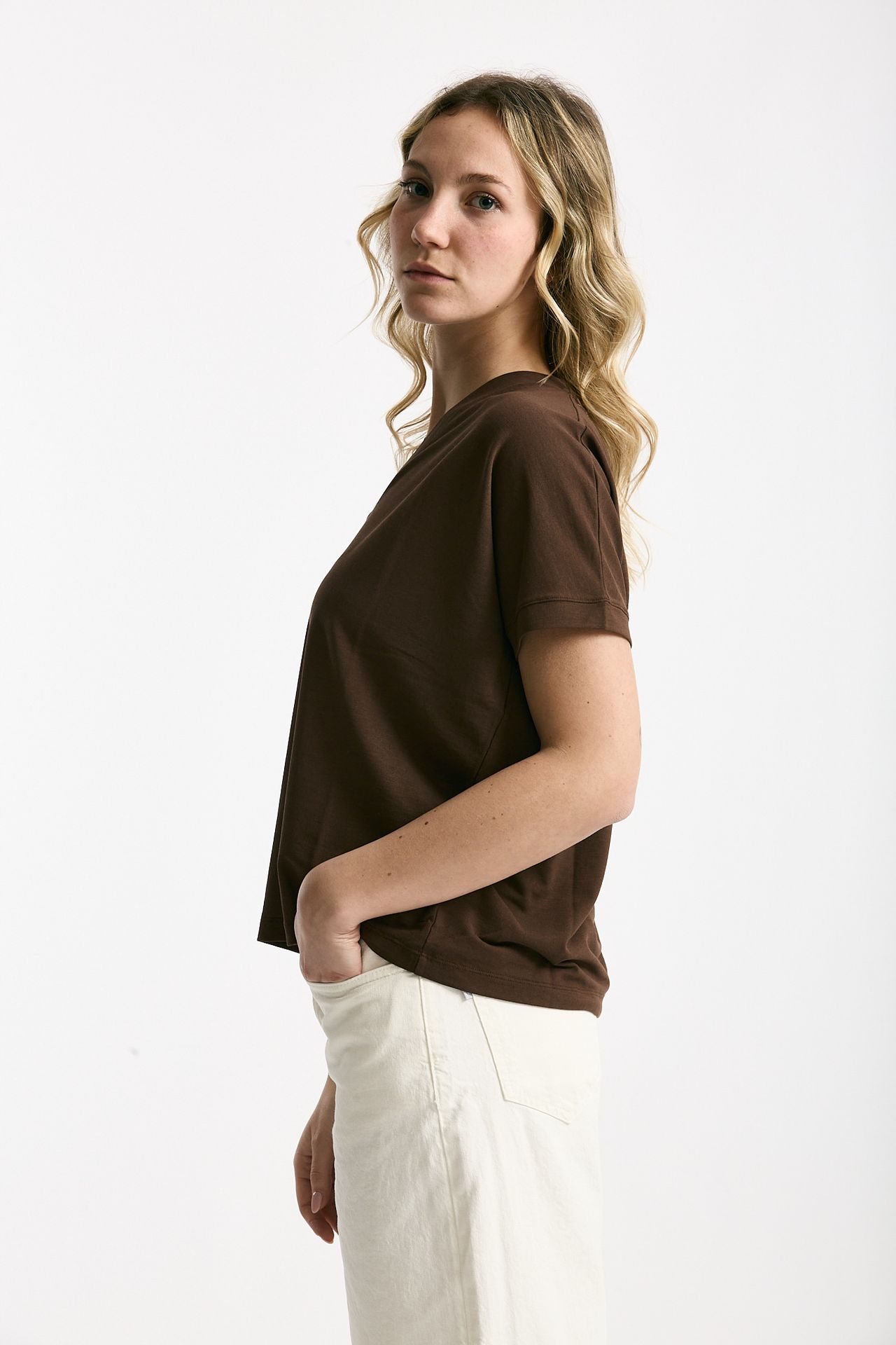 T-shirt over ice-cotton marrone women Zanone - 2