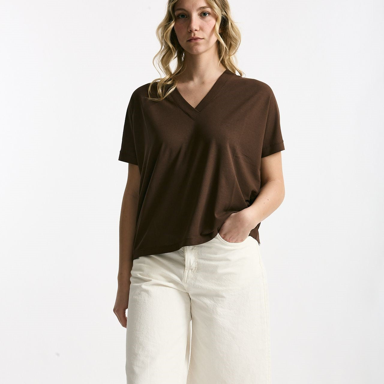 T-shirt over ice-cotton marrone women Zanone - 5