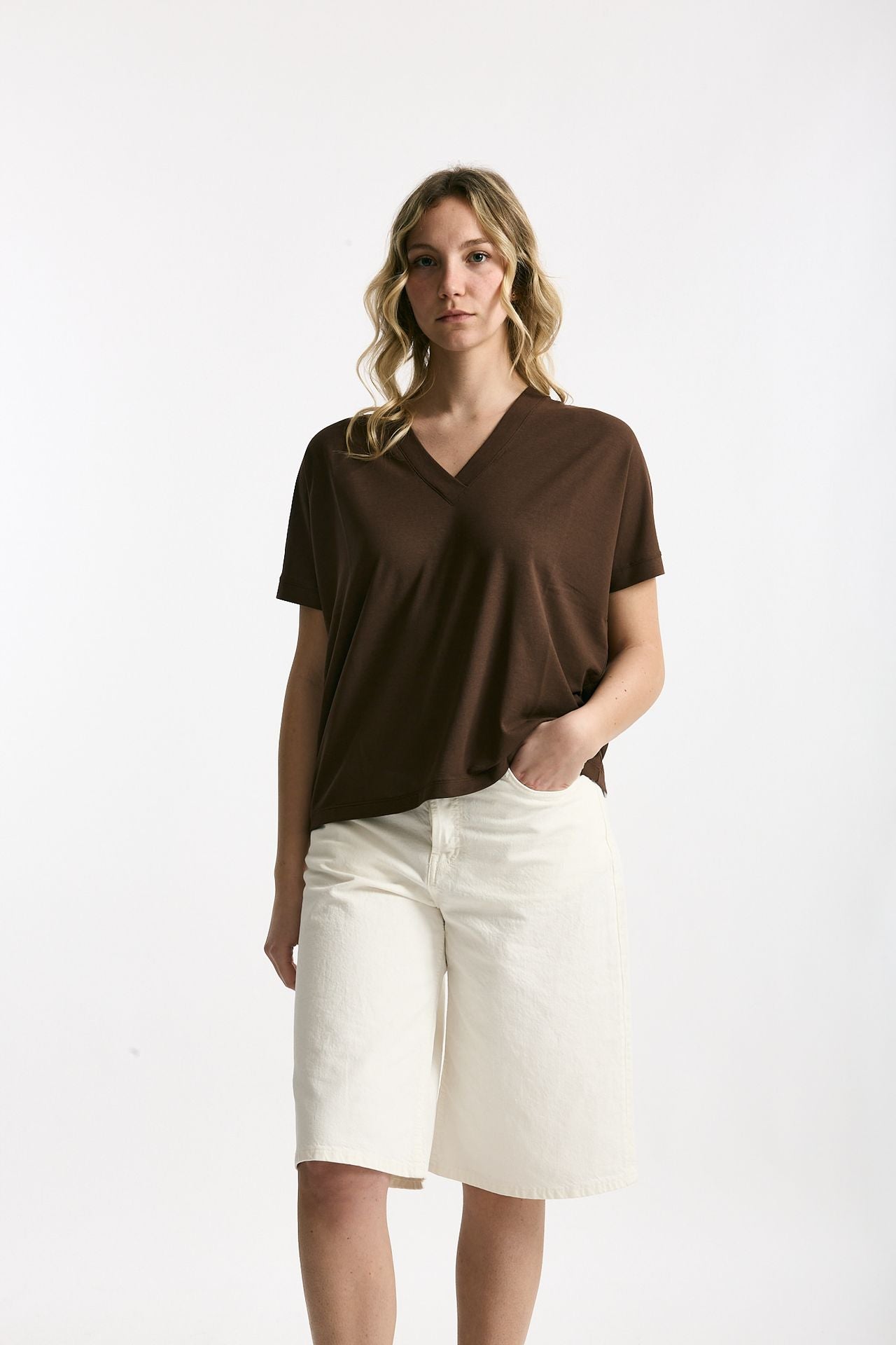 T-shirt over ice-cotton marrone women Zanone - 1