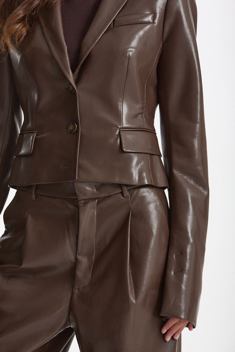 Giacca slim in eco pelle marrone women The andamane - 6