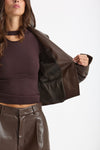 Giacca slim in eco pelle marrone women The andamane - 7