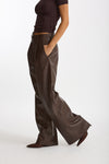 Pantalone vita alta in eco pelle marrone women The andamane - 3