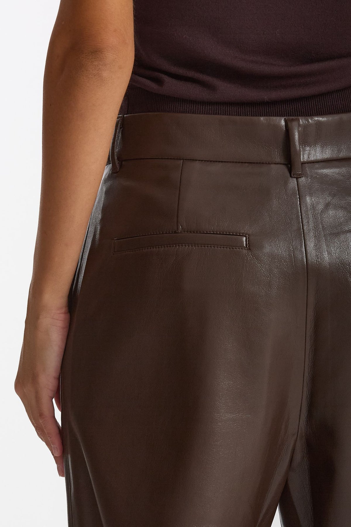 Pantalone vita alta in eco pelle marrone women The andamane - 6
