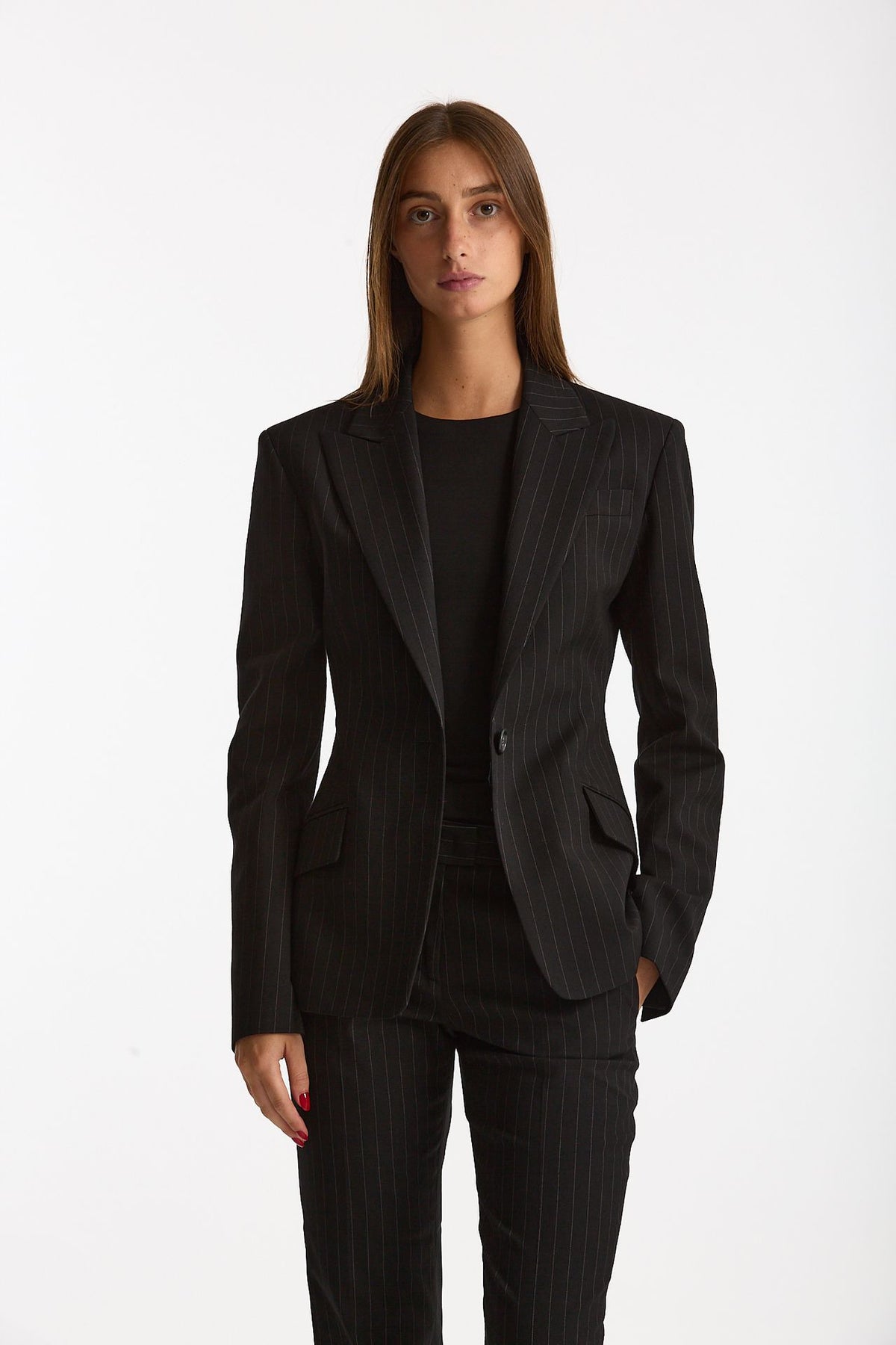 Giacca slim gessata nero women The andamane - 3