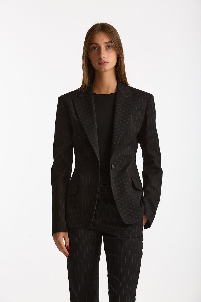 Giacca slim gessata nero women The andamane - 3