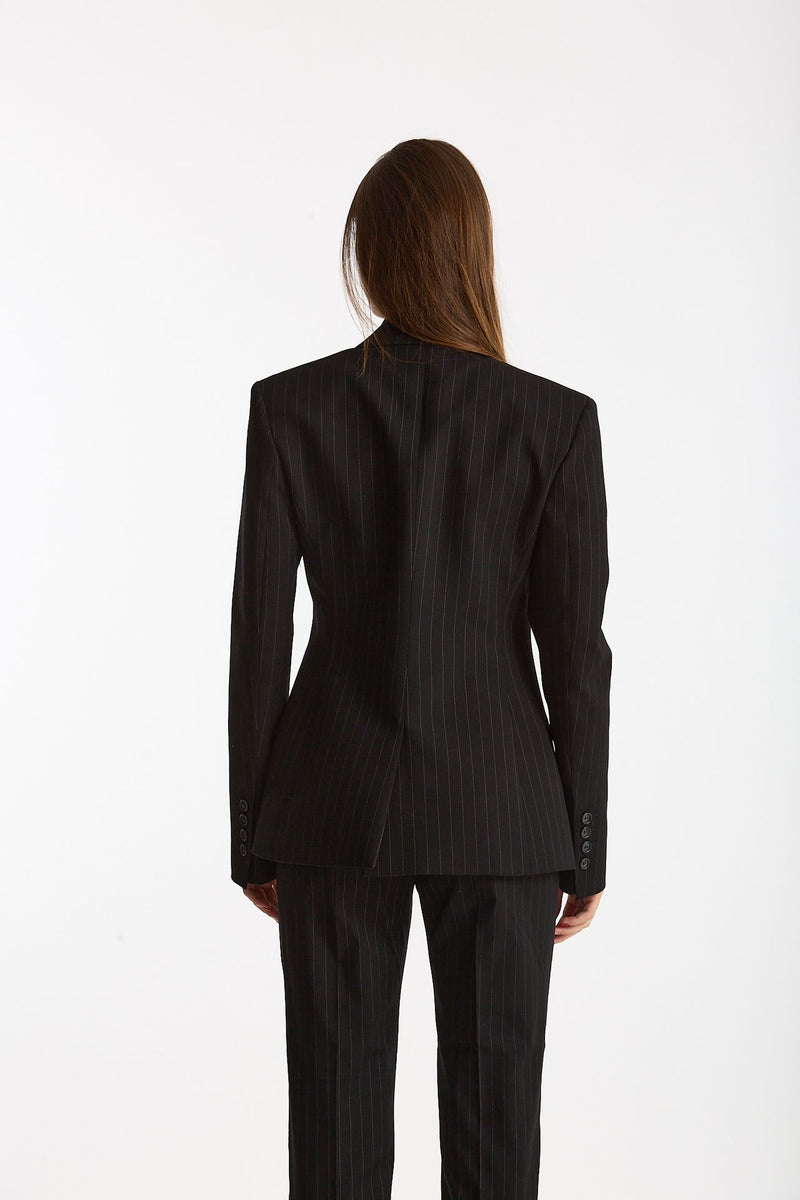 Giacca slim gessata nero women The andamane - 5