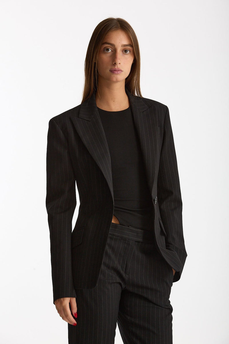 Giacca slim gessata nero women The andamane - 1