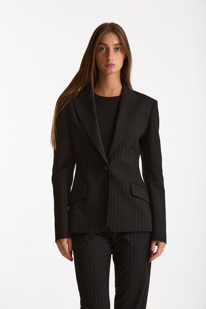 Giacca slim gessata nero women The andamane - 6