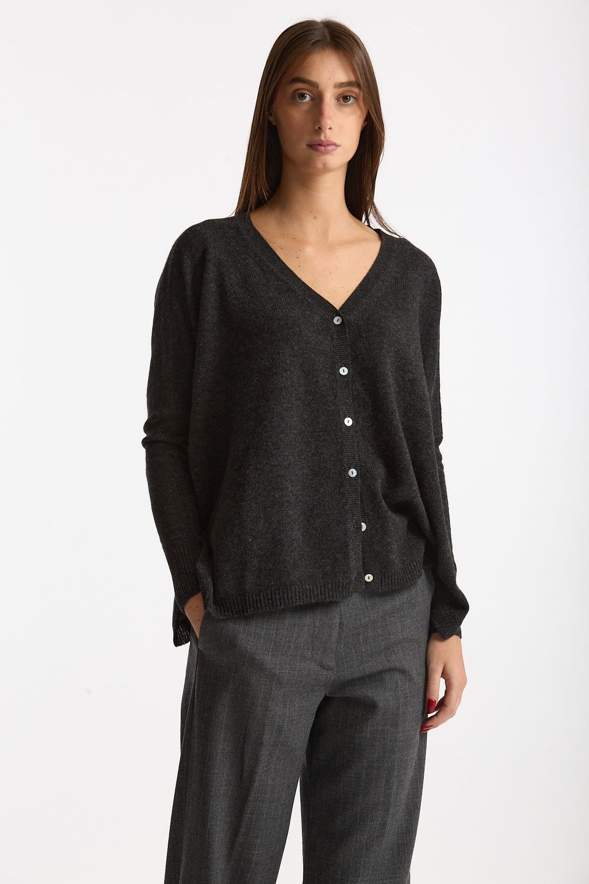 Cardigan over cashmere antracite women Be you - 1