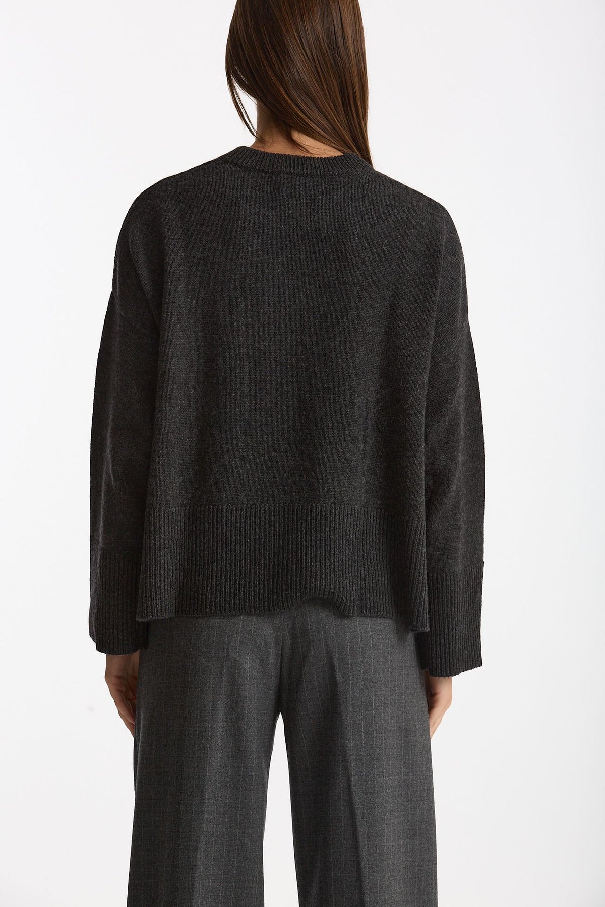 Maglia girocollo over in cashmere a due fili  antracite women Be you - 4