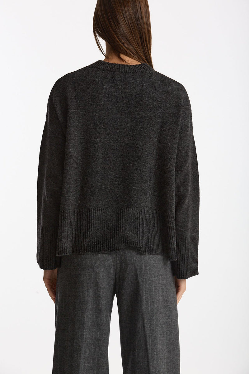 Maglia girocollo over in cashmere a due fili  antracite women Be you - 4