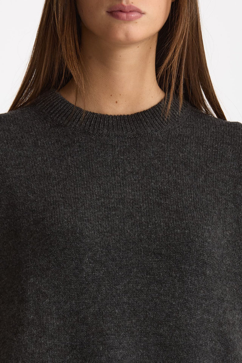 Maglia girocollo over in cashmere a due fili  antracite women Be you - 5
