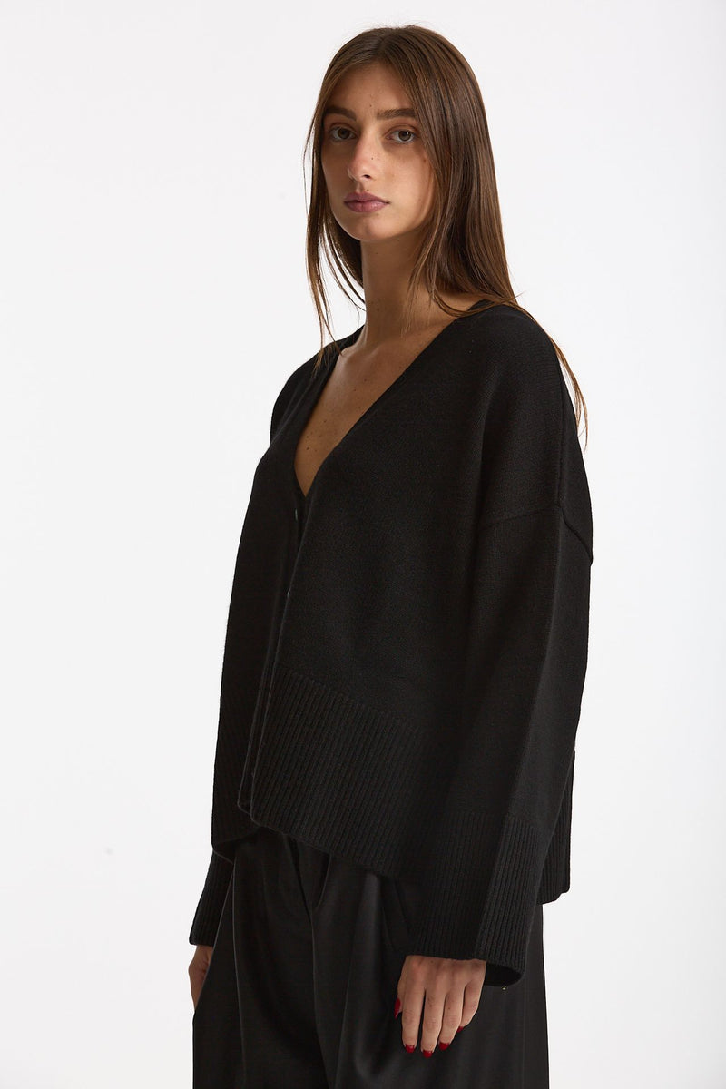 Cardigan over in cashmere a due fili nero women Be you - 1
