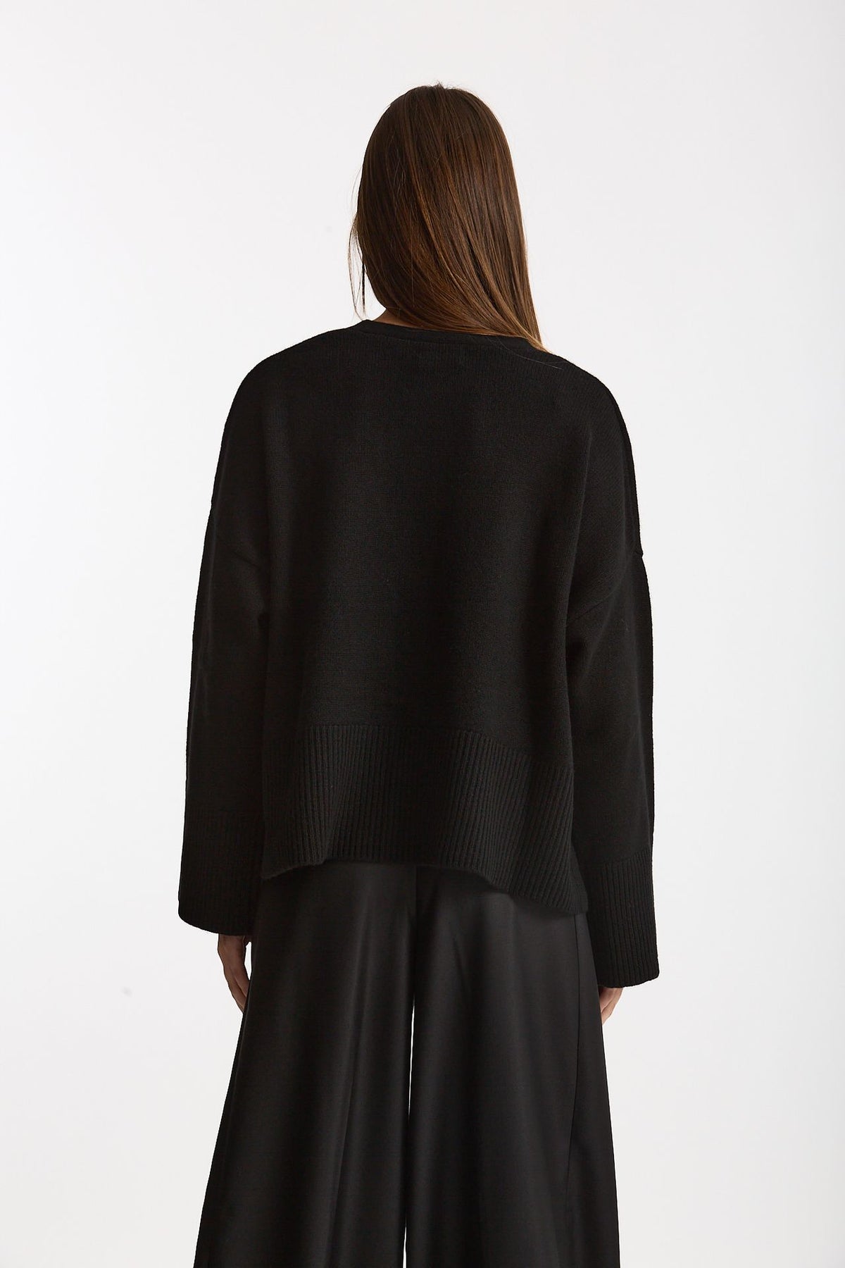Cardigan over in cashmere a due fili nero women Be you - 4