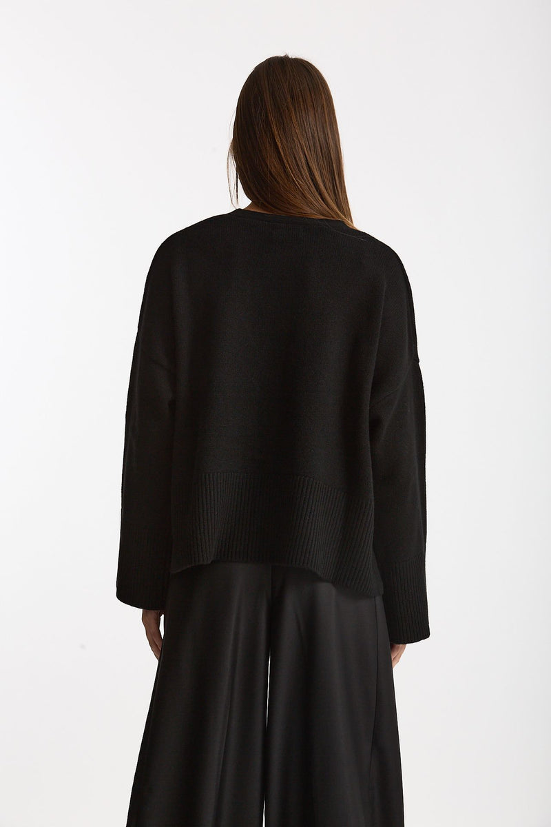 Cardigan over in cashmere a due fili nero women Be you - 4