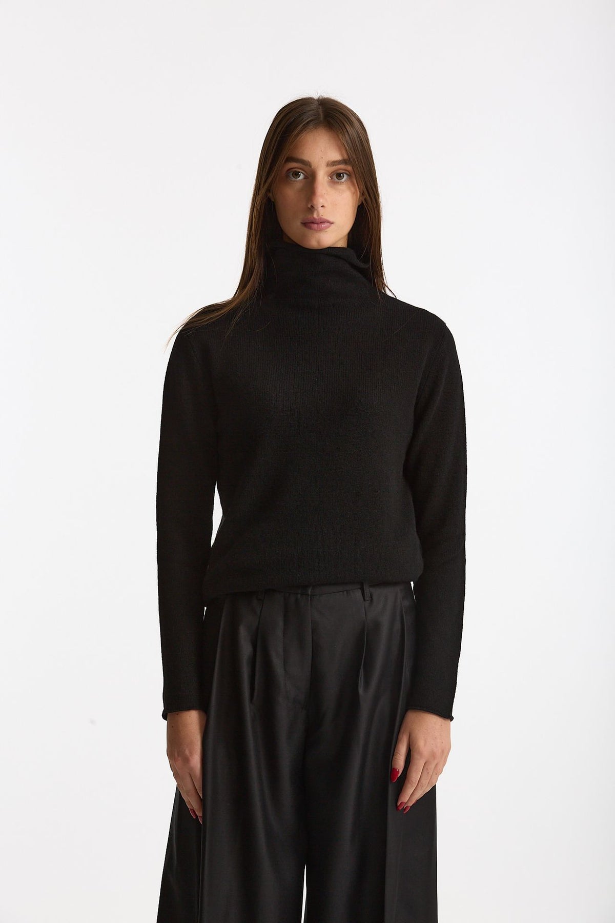 Maglia dolcevita regular in cashmere nuvola nero women Be you - 1