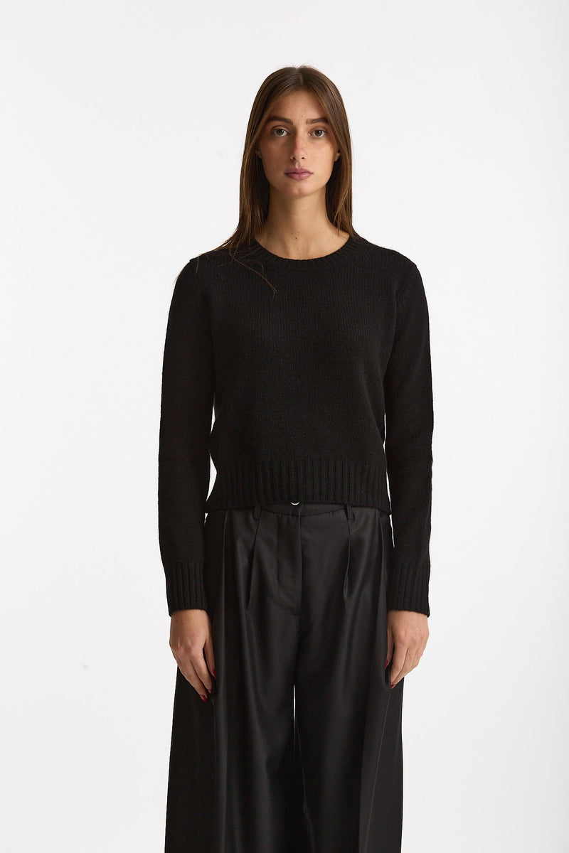 Maglia girocollo regular in cashmere a due fili nero women Be you - 1