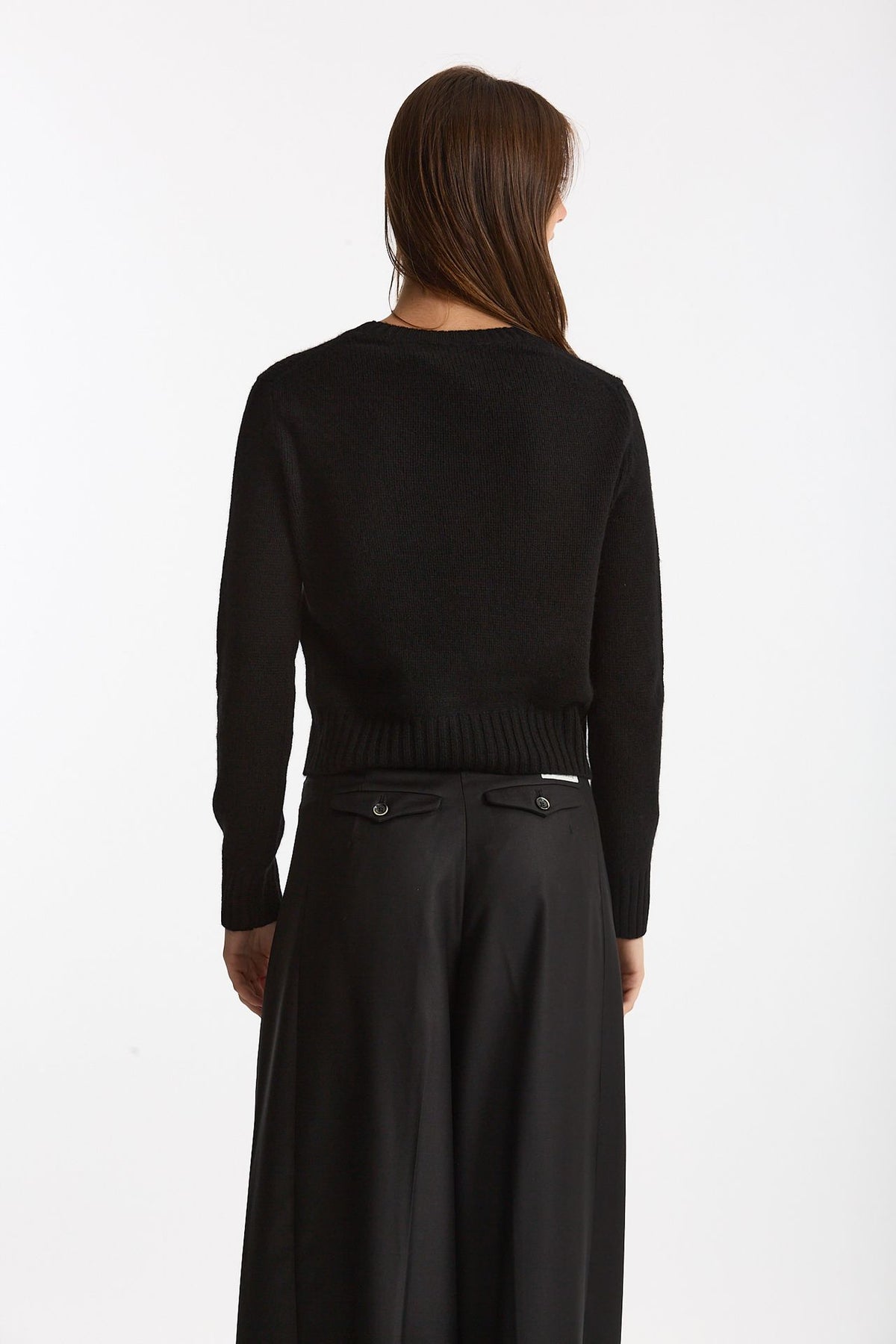 Maglia girocollo regular in cashmere a due fili nero women Be you - 3