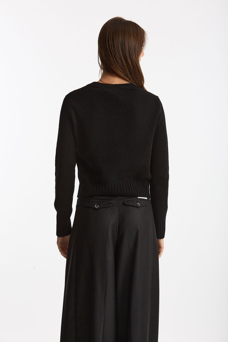 Maglia girocollo regular in cashmere a due fili nero women Be you - 3