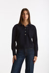 Maglia polo serafino in cashmere blu notte women Be you - 1