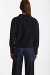 Maglia polo serafino in cashmere blu notte women Be you - 3