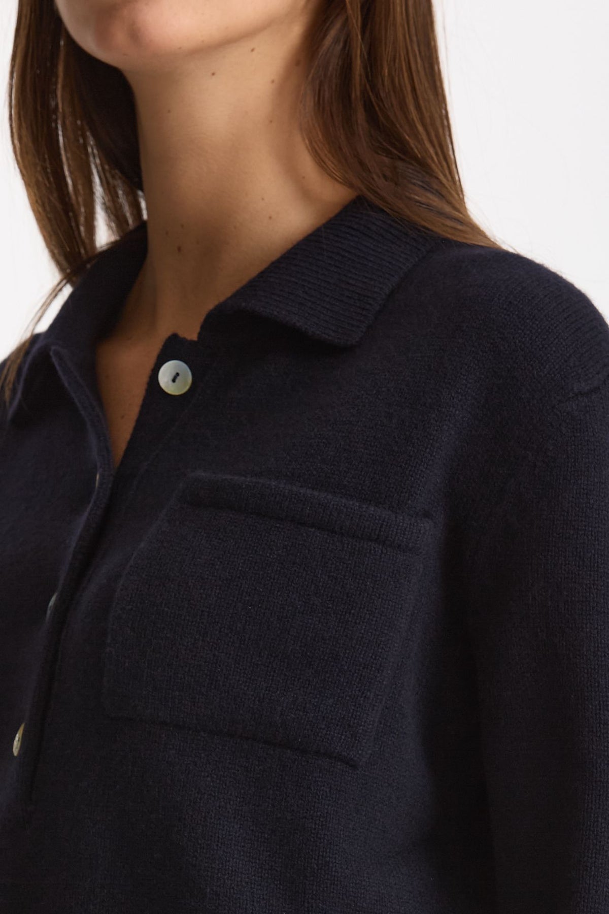 Maglia polo serafino in cashmere blu notte women Be you - 4