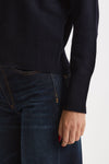 Maglia polo serafino in cashmere blu notte women Be you - 5