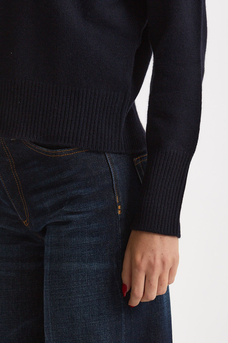 Maglia polo serafino in cashmere blu notte women Be you - 5