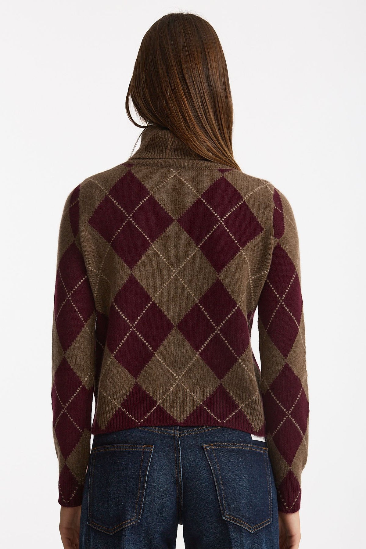 Maglia dolcevita in cashmere a due fili a rombi women Be you - 5