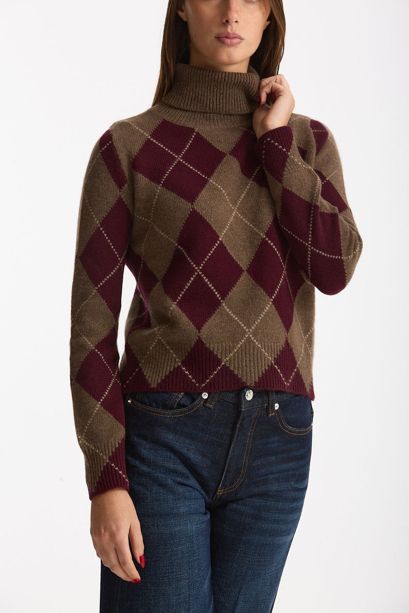 Maglia dolcevita in cashmere a due fili a rombi women Be you - 6