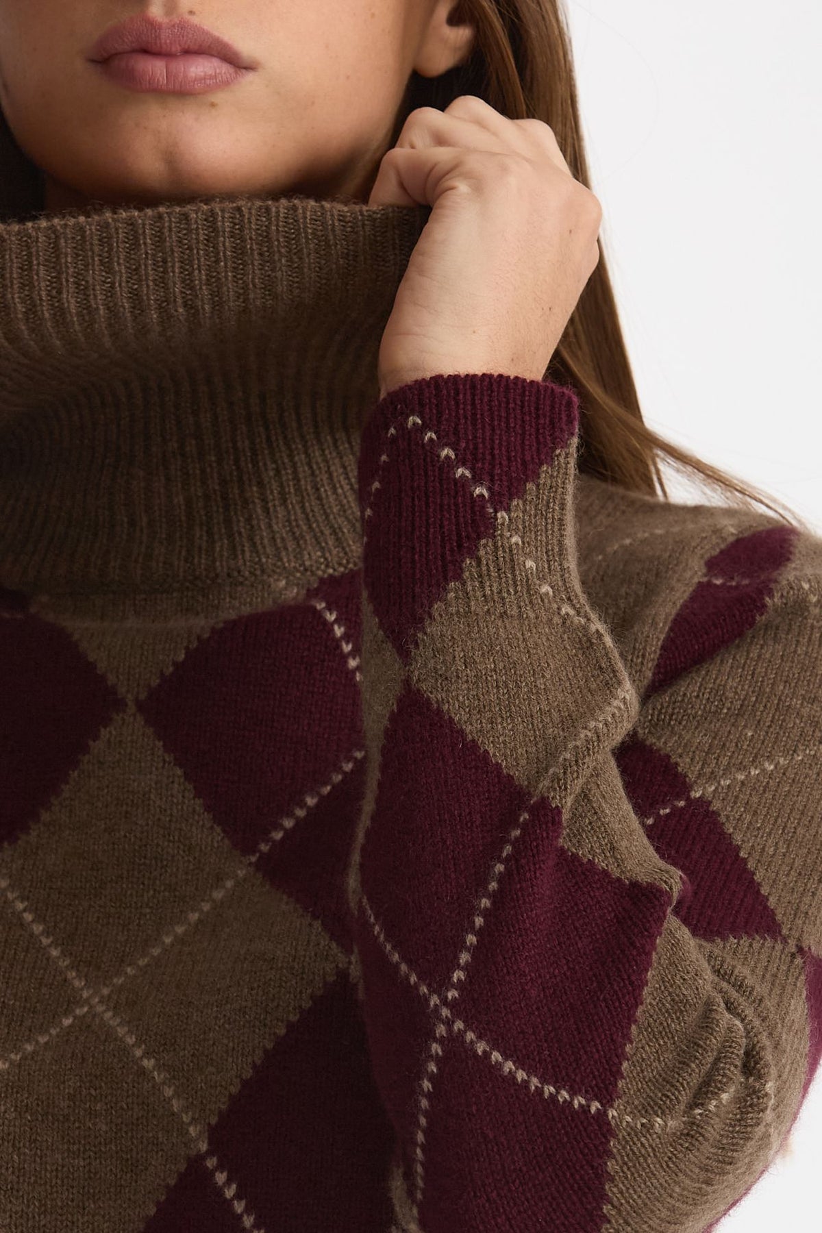 Maglia dolcevita in cashmere a due fili a rombi women Be you - 2