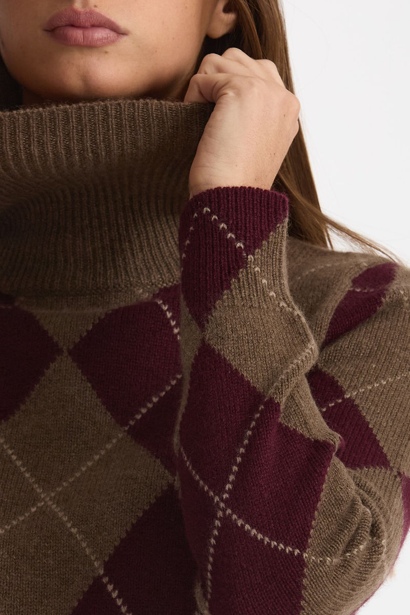 Maglia dolcevita in cashmere a due fili a rombi women Be you - 2
