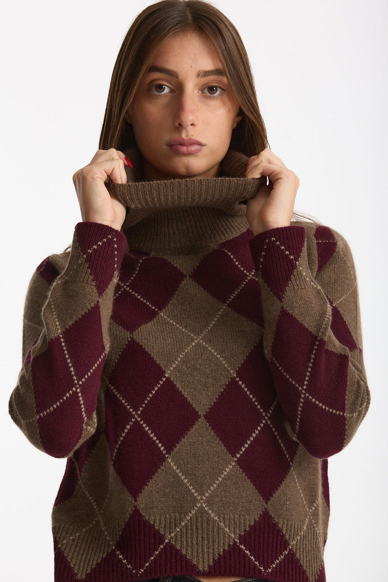 Maglia dolcevita in cashmere a due fili a rombi women Be you - 7