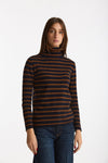 Maglia dolcevita rigata in cashmere tabacco e blu women Be you - 3