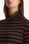 Maglia dolcevita rigata in cashmere tabacco e blu women Be you - 4