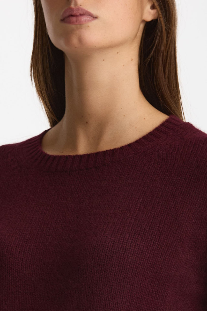 Maglia girocollo regular in cashmere a due fili merlot women Be you - 5