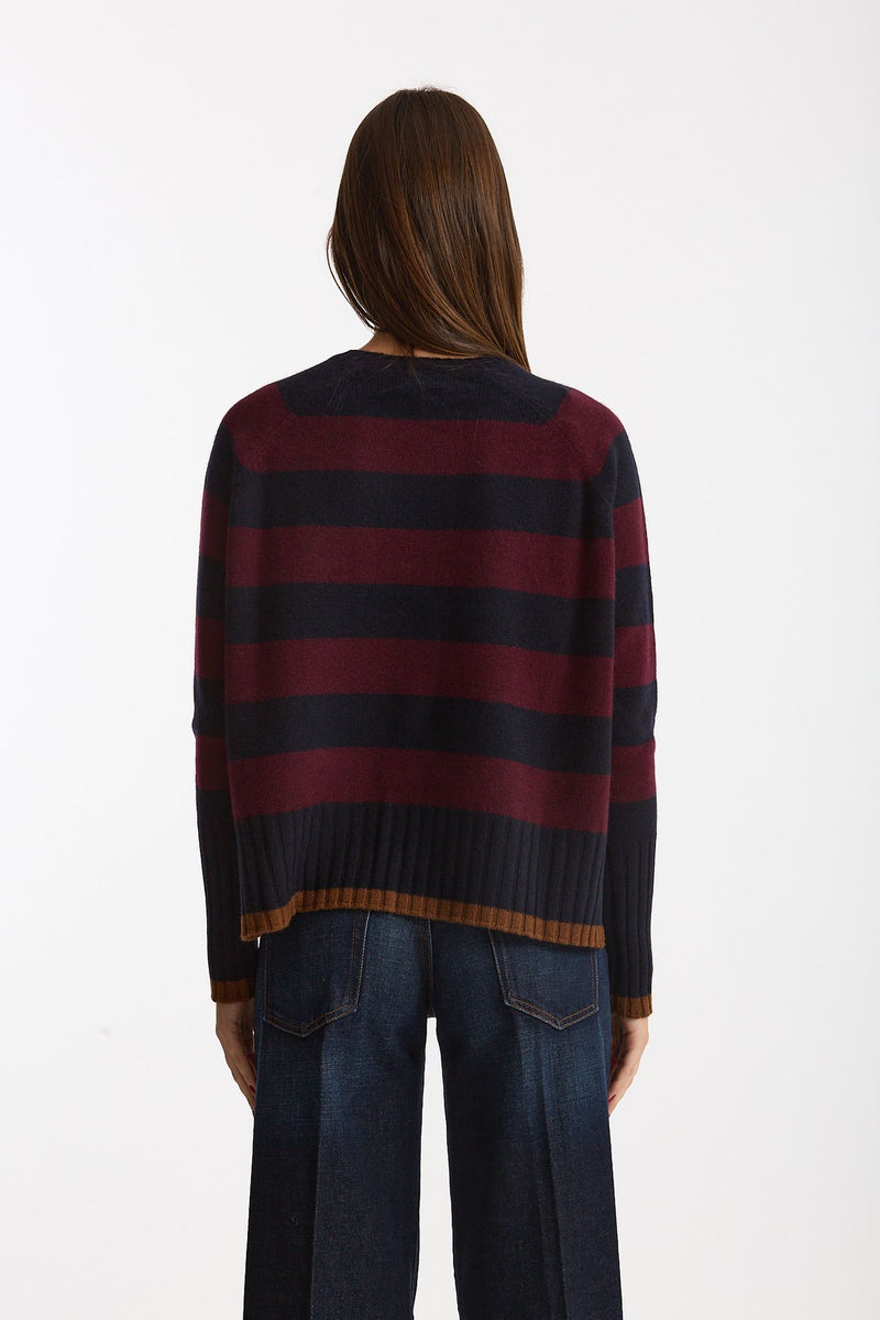 Maglia girocollo rigata in cashmere a due fili women Be you - 4