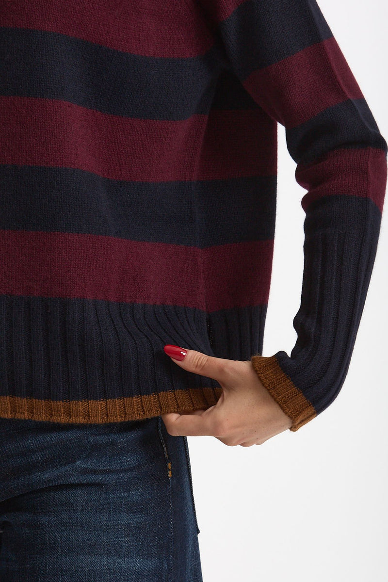 Maglia girocollo rigata in cashmere a due fili women Be you - 5