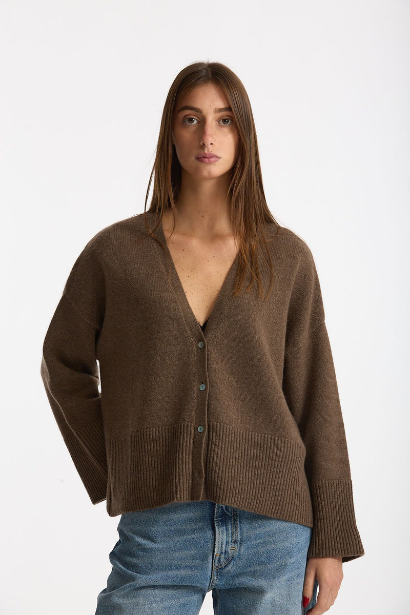 Cardigan over in cashmere a due fili  beige tortora women Be you - 1