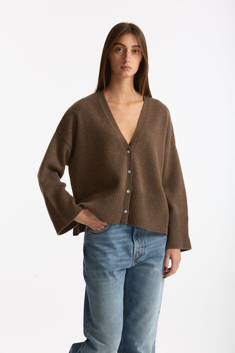 Cardigan over in cashmere a due fili  beige tortora women Be you - 3