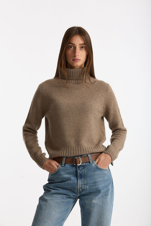 Maglia dolcevita in cashmere a due fili tortora chiaro women Be you