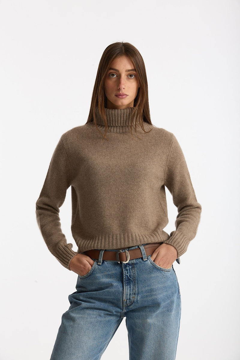 Maglia dolcevita in cashmere a due fili tortora chiaro women Be you - 2