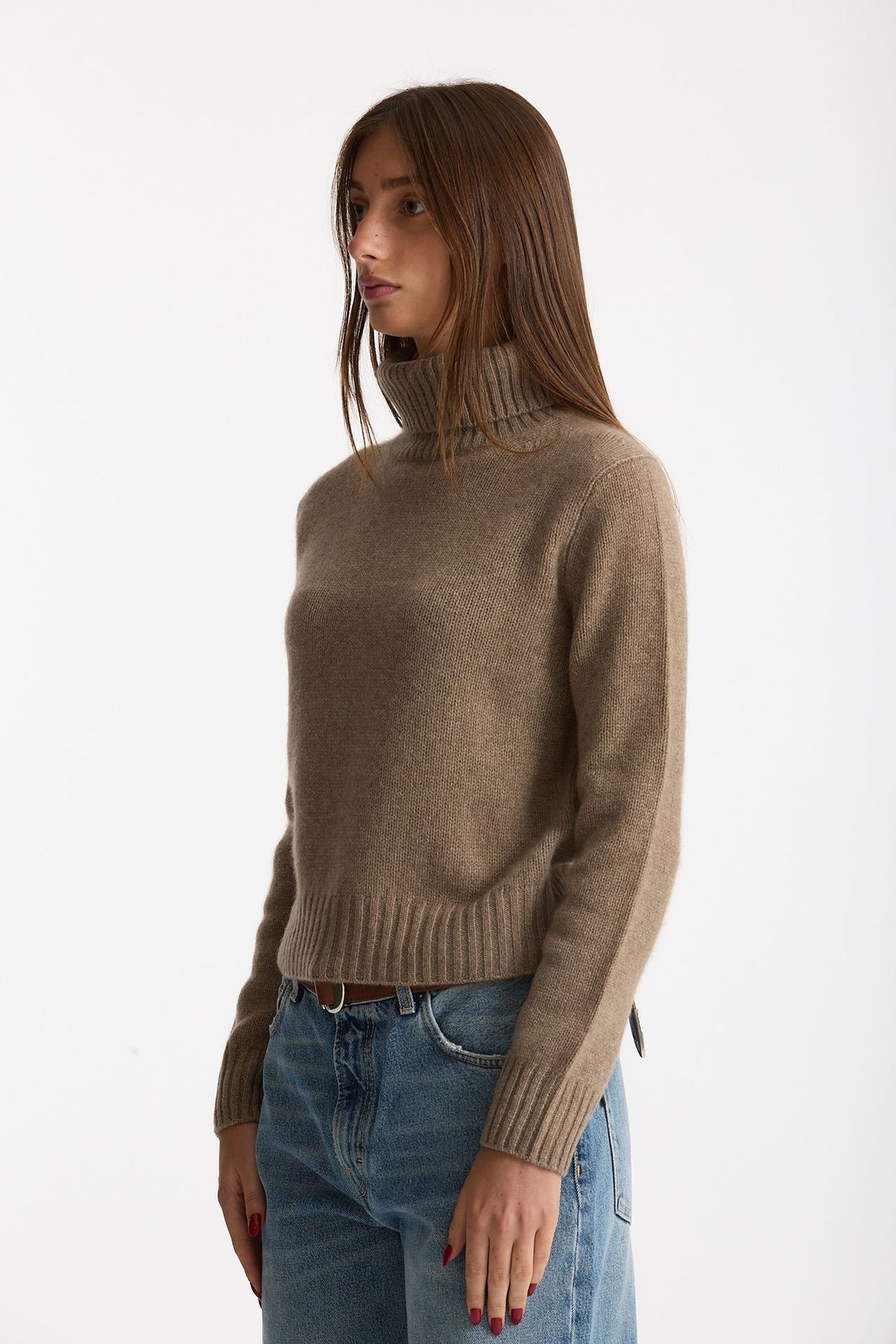 Maglia dolcevita in cashmere a due fili tortora chiaro women Be you - 1